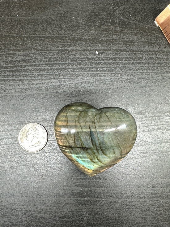 Other - Hand Polished Labradorite Heart - Iridescent Green-Blue